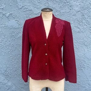 Vintage Blazer with Grape Sweater Cardigan in Small Maroon color